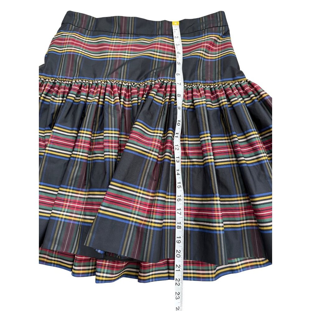 J. CREW Stewart Plaid Drop Waist Taffeta Skirt Preppy Pleated Tartan Size 4 - Picture 5 of 9